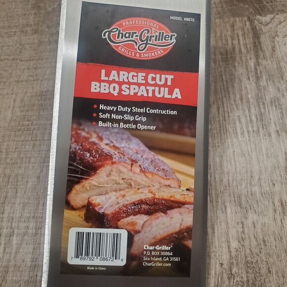 Char-Griller 8672 Outdoor Grilling Tool Large Cut Barbecue Spatula with Hook BBQ - Picture 2 of 6